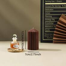 1 pieza Vela perfumada con forma de cilindro puntiagudo de estilo europeo a rayas, accesorio de decoración del hogar (excluyendo los accesorios de la foto) - Multicolor - Ver 7