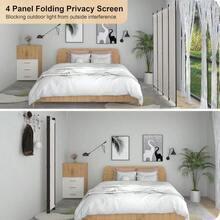 Kecreque Divisor de habitacion de 4 paneles divisores de habitacion y pantallas plegables de privacidad con 3 pies de metal pared portatil de 88 pulgadas de ancho doble como divisor de pared para - blanco - Ver 4