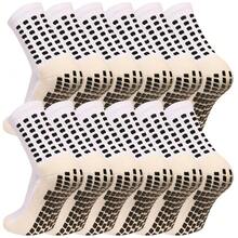 Men's Grip Soccer Socks Anti Slip Athletic Socks Non Slip Football Basketball Socks With Grip Pads2/4/6{"Size_name":"OneSize","Color_name":"6white"} - 6白色 - 查看 1