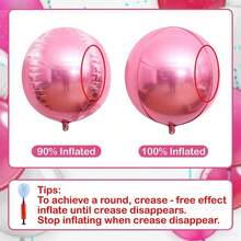 6pcs Large 22 Inch 4D Metallic Silver/Pink/Colorful Aluminum Film Balloons, Large Round Mylar Balloons, Suitable For Weddings, Party Decorations, Anniversaries, Birthday Parties, Disco Party Decorations, Home Decorations - 粉色 - 查看 5