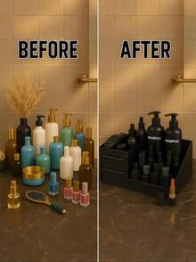 男士塑料收纳盒，女士多隔层展示柜，带两个深抽屉 - 理想的浴室收纳空间，可存放男士香水、除臭剂、胡须护理产品、剃须膏、护肤品和化妆品 - 送给爸爸/妈妈的完美生日礼物、节日礼物、女士礼物、圣诞礼物、女士礼物创意、房间装饰 - 彩色 - 查看 6