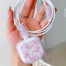Bow Design Charger Protector Case, Suitable For 20W UK Plug Charging Cable, Transparent Protection Cover To Prevent Bending - Clear - View 5