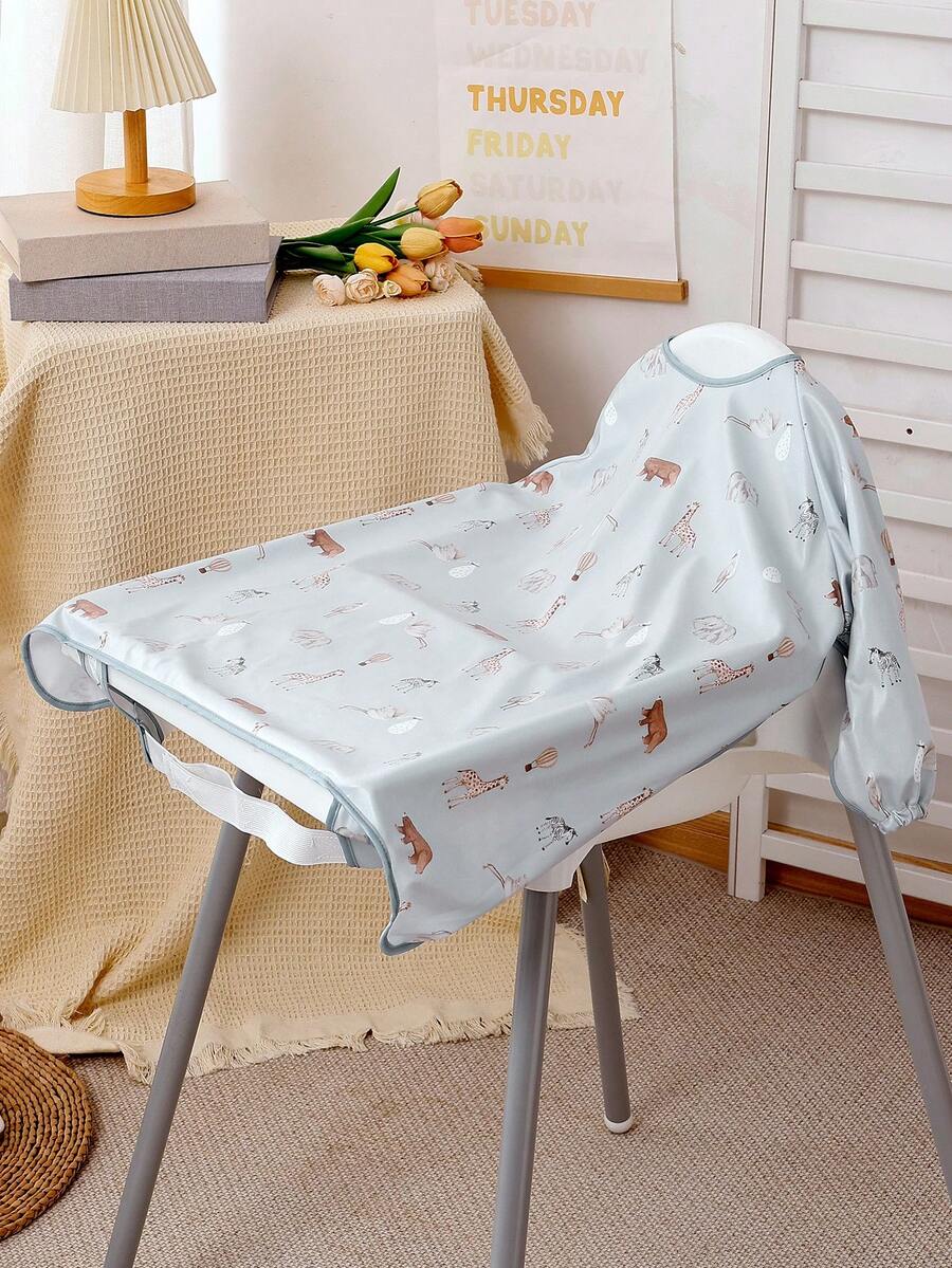 1 chiếc yếm ăn dài tay cho bé, có thể cố định trên ghế ăn dặm và bàn ăn, yếm ăn chống thấm nước cho trẻ sơ sinh, yếm che phủ đa năng. - Nhiều màu - Xem 1