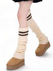 70 cm dzianinowe, bardzo długie i grube, prążkowane getry, ciepłe, wkładane przez kolano, jednolity kolor, jesień/zima