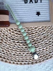 1 件加重（颜色可选）婴儿奶嘴夹，不适合 9 个月以下新生儿，不含奶嘴/牙胶，硅胶珠奶嘴夹，一体式硅胶挂带，水果蔬菜防掉落挂带，出牙棒牙胶奶嘴夹