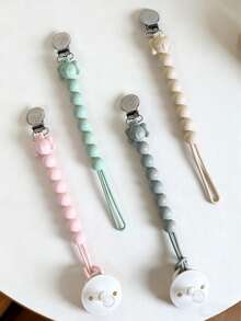 1 件加重（颜色可选）婴儿奶嘴夹，不适合 9 个月以下新生儿，不含奶嘴/牙胶，硅胶珠奶嘴夹，一体式硅胶挂带，水果蔬菜防掉落挂带，出牙棒牙胶奶嘴夹