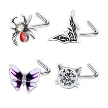 20G Nose Ring Studs 316L Butterfly And Spider Nose Ring Studs CZ Heart Flower Nose Stud Surgical Steel Piercing Jewelry…{"Color_name":"Style-A"} - phong cách-A - Xem 1