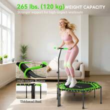 SOOZIER 45" Rebounder Trampoline For Adults, Mini Fitness Trampoline Bungee Rebounder With 3-Level Adjustable Handle, Indoor Outdoor Jumping Cardio Trainer, Max Load 264LBS, Green - 綠色 - 查看 5