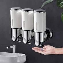 LIPETY 3-In-1 Chamber Shower Pump Dispenser Wall Mounted Bathroom Organizer For Shampoo, Soap, Conditioner, Shower Gel, For Bathroom, Kitchen, Hotel (White) - 白色 - 查看 5