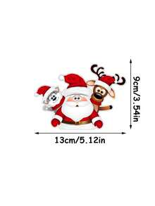 ملصق عيد الميلاد - قطعة واحدة صورة كرتونية لسانتا كلوز والرنة لتزيين السيارة على الزجاج/الهيكل/المصد/خزان الوقود/النافذة الخلفية/الدراجة النارية، ملصق سانتا والرنة مقاوم للماء للتعليق على النوافذ، مناسب أيضًا للسيارة والكمبيوتر، ملصق سيارة يغطي الخدوش