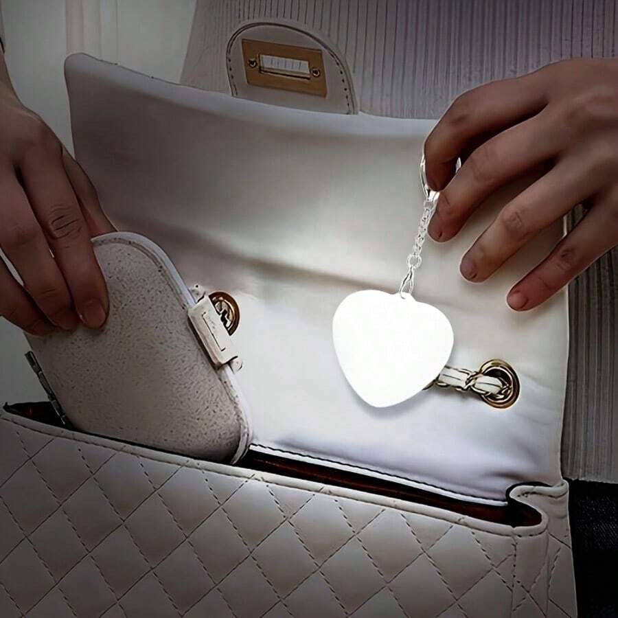 Heart-Shaped LED Sensor Purse Light - Touch-Activated Instant On & 15-Second Auto-Off, USB Rechargeable Portable Bag Light, Essential Gadget For Easy Item Finding, Perfect Gift For Women Mom Her Friend, Mother's Day Gift - trắng - Xem 1