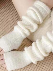 1 pieza Manoplas de punto de unicolor de manga media, prácticas para la protección solar al aire libre en primavera y otoño, elegantes y para los brazos, adecuadas para salidas y picnics diarios. Un regalo pensado para padres, madres y otros familiares y amigos durante Halloween, Navidad, San Valentín.