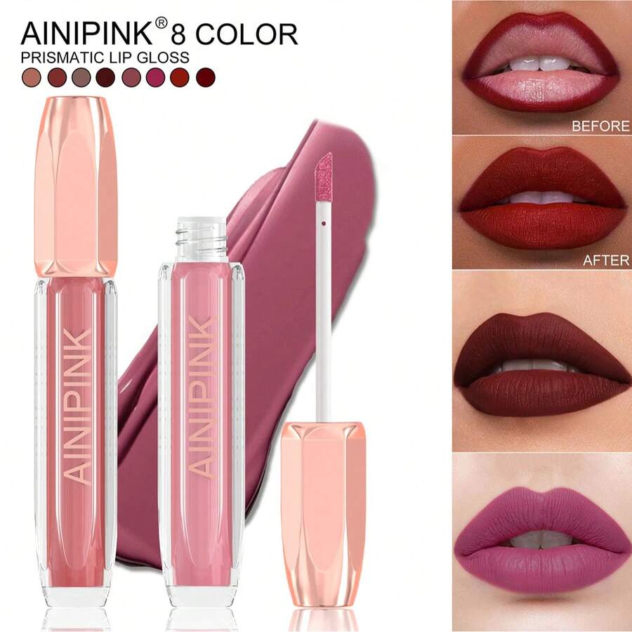 AINIPINK 1pcs Matte Lipstick, Easy To Color, Lip Gloss, Waterproof, Sweat-Proof, Non-Stick To Cup, Non-Fading, Long-Lasting, Exquisite, Suitable For Gifts, Festival Makeup, And Performance Makeup - Nhiều màu - Xem 1