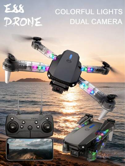 Fjärrstyrd belysning, Drönare, HD-dubbelkamera, Flygfotografering, Quadcopter, Hopfällbar, Modellflygplan