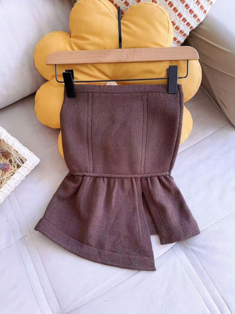 Modal Blouse Strapless In Modal Peplum Knit, Style And Comfort For Any Occasion Women's Fashion - Coffee Brown - View 1