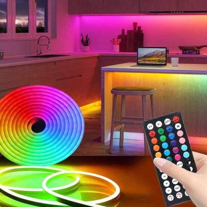 5M Bluetooth LED Neon Light Strip, Supports App & Remote Control, RGB LED Neon Lights, Flexible Light Strip, Suitable For Home Decor, LED Lights, Wall Decor Lights, TV Backlight, Night Light, Fairy Lights, LED Lamps, Decorative Lights, Etc.