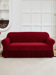 1pc Jacquard Skirt Style Elastic Sofa Cover Thicken Anti-Slip Sofa Slipcovers For Living Room Bedroom Outdoor Sofa Protection Pet Stain Prevention 4-Season Sofa Seat Cushion Cover For L-Shaped Single Seat Recliner And 1/2/3/4 Seater Sofas Autumn Home Decor Sofa Throw Cover All Seasons Easy To Install And Remove