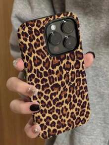 1pc Brown Leopard Print 2-In-1 Detachable Hard & Soft Shell Phone Case, Compatible With Apple 17/16/15/14/13/12/11 Series, Protective Cover, Suitable As Gift For Boyfriend/Girlfriend - Multicolor - View 1