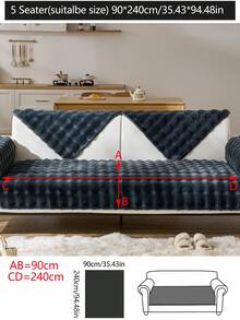 1pc Thick Plush Sofa Cushion Cover, All Season Anti-Slip Sofa Slipcover, Dust-Proof And Washable, Pet Friendly Protective Cover, Adjustable For Corner Sofa, Bedroom, Office, Living Room 1/2/3/4 Seater - 深灰色 - 查看 22