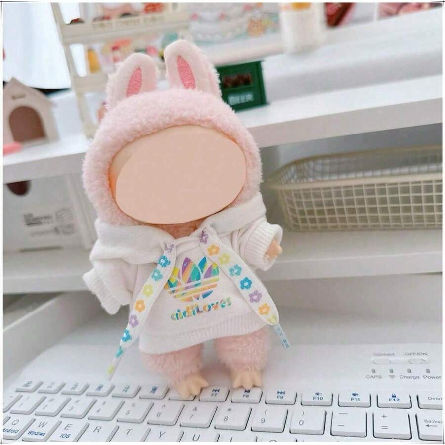 17cm Kabubu 连帽衫 第 1/2/3 代 Labobo 娃娃衣服、17cm LBB 娃娃衣服、10cm 毛绒娃娃、白色、黑色、蓝色 连帽运动衫 - 彩色 - 查看 1