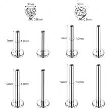 16g/18g Internal Thread Labret Jewelry Surgical Steel Lip Rings Stud Flat Back Medusa Monroe Lip Studs Nose Rings Studs Tragus Helix Cartilage Earring Piercing, 2/2.5/3/4/5mm CZ{"Color_name":"18G-3mmCZ/CrystalTop"} - 18G-3mmCZ/CrystalTop - View 3