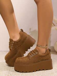 女士时尚厚底运动鞋，休闲系带增高滑板鞋，百搭又时尚