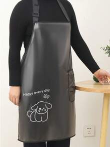 Semi-Transparent Waterproof Oil-Proof TPU Apron, Adjustable Neck Tie, Cute Cartoon Kitchen Apron For Women - Multicolor - View 4