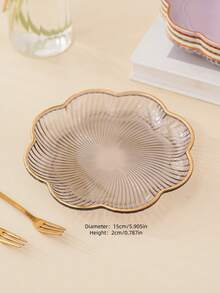 3pcs Novelty Luxury Gilded Floral Design Multi-Purpose Small Trays, Cake/Dessert Plates, Suitable For Halloween, Christmas And Holiday Celebrations