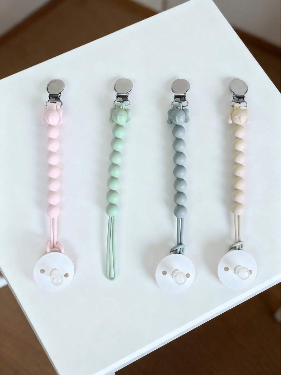 1 pieza Clip para chupete de bebé de peso talla grande pesado (color seleccionable), no apto para recién nacidos menores de 9 meses, sin chupete/mordedor incluido, clip de chupete de cuentas de silicona, correa colgante de silicona todo en uno, correa colgante antideslizante para frutas y verduras, clip de mordedor de varilla de dentición - Multicolor - Ver 1