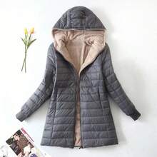 Women Winter Coats - Blue and White - View 7