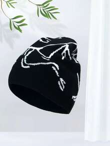 1顶鸟类图案提花针织帽，时尚男女通用休闲骑行帽，腈纶休闲帽，四季皆宜，万圣节和圣诞节新款设计 - 彩色 - 查看 12