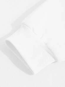 Sweat-shirt col rond en coton pour femmes, vêtement de sport ample en coton avec doublure polaire épaisse, adapté pour l'automne et l'hiver. Top basique décontracté et confortable pour femmes, convenant aux styles décontracté, universitaire et de rue. Top à manches longues adapté aux températures froides, vêtement de sport de rue pour femmes. - Blanc - Voir 5