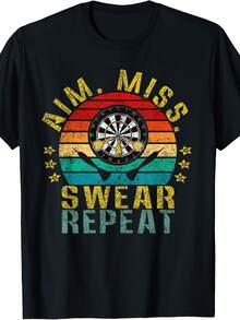 Apuntar, fallar, maldecir, repetir. Camiseta retro divertida - Estilo 3 - Ver 1