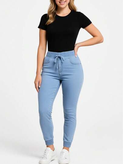 Pantalon jogger de mezclilla para dama