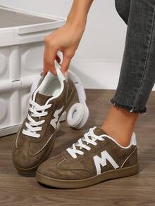 Novos sapatos vulcanizados casuais retrô femininos de verão 2025, planos, respiráveis, confortáveis, tênis da moda - Castanho - Ver 4