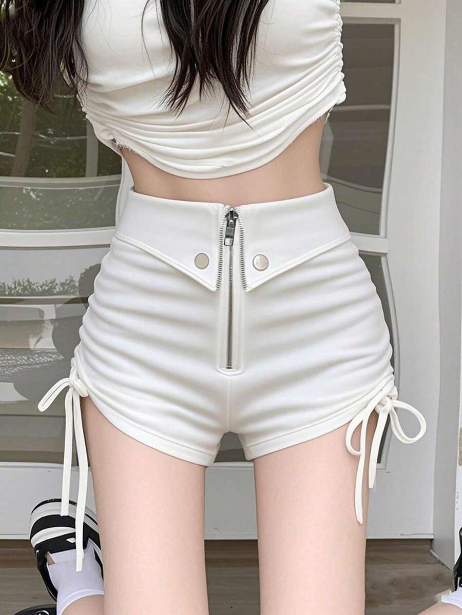 Women Drawstring Pleated Casual Summer Shorts