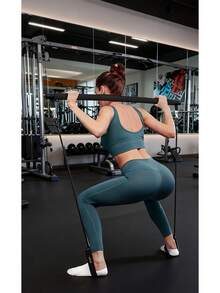 Kit de Barra de Pilates com Faixas de Resistência, Barra de Pilates com Faixas Empilháveis, Equipamento de Exercícios - Preto - Visão 8