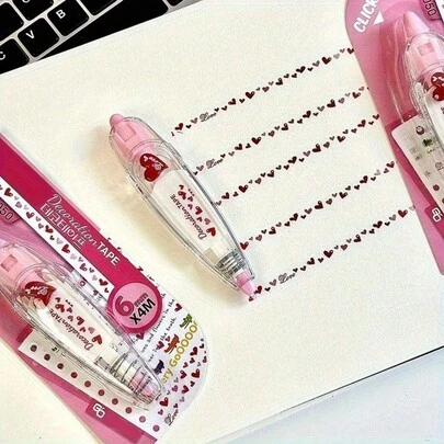 可爱粉色心形装饰笔 - 适用于剪贴簿、日记和学习用品，美观的办公用品，带有心形图案设计，适合制作剪贴簿、贺卡和日记 - 非常适合情人节、生日和节日手工艺品创意项目