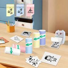 Papel adhesivo para mini impresora, papel térmico de 57 mm, pegatinas de impresora compatibles con la mayoría de las impresoras mini sin tinta, adecuado para texto, etiquetas, notas, fotos, etiquetas de cursos, tareas, etc. - Multicolor - Ver 11