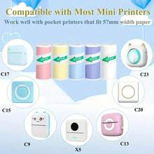 Papel adhesivo para mini impresora, papel térmico de 57 mm, pegatinas de impresora compatibles con la mayoría de las impresoras mini sin tinta, adecuado para texto, etiquetas, notas, fotos, etiquetas de cursos, tareas, etc. - Multicolor - Ver 5