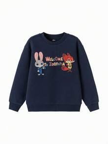 Balabala Zootopia Kids Fleece Sweatshirt, Boys & Girls 2025 Winter, Cute Warm Top - Dark Blue - View 4
