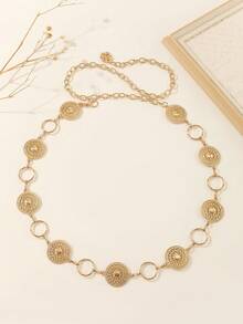 1 قطعة سلسلة معدنية دائرية فارغة للخصر بطراز بوهيمي، إكسسوار موضة للفساتين والجينز والقمصان