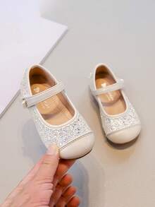  2026 New Spring&Autumn Girls' Crystal Sequin Princess Shoes, Toddler Soft-Soled Leather Shoes - Beige - View 5