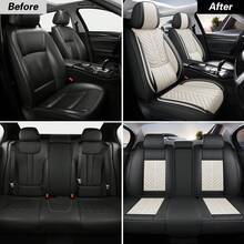 Nappa Leather 5 Seat Luxury Car Seat Covers Full Set Cushion Protector Fit Single Front Seats And Solid Bench 40/60 50/50 60/40 Split Bench Back Universal Fit For Most Cars 4 Season Use - 白色 - 查看 9