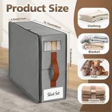 4/8 Pack Bed Sheet Organizers And Storage,Linen Wardrobe Organizers And Storage, Foldable Bedding Storage For Bedsheets, Duvet Covers And Pillow(Queen Or King Size), Sheet Storage For Wardrobe With Window - 灰色 - 查看 3