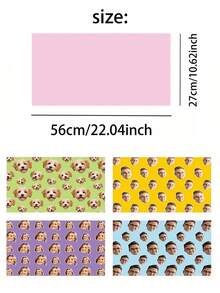 Papier cadeau personnalisé avec photo de visage amusante, papier cadeau avec votre photo personnalisée, en plusieurs couleurs, pour anniversaire, papier cadeau personnalisé (22,04 pouces * 10,62 pouces) - Multicolore - Voir 3