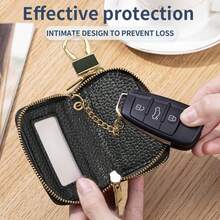 OBCREATOR 双拉链钥匙钱包收纳包，带钥匙扣 - 坚固耐用，金色五金配件，适用于汽车钥匙、家居钥匙、办公钥匙 - 男女通用（黑色/，奢华收纳包），旅行配件，复古设计，结实搭扣，专业配件，钥匙扣，男女通用钥匙包，多功能收纳包，钱包，汽车钥匙包，男女通用钥匙包礼物，钥匙链 - 彩色 - 查看 10
