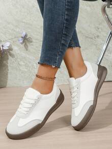 New Fashionable Patchwork Retro Casual Shoes, Soft Bottom Luxury Sneakers, Versatile Niche Shoes, Autumn - White - View 3
