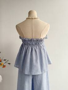 Rusttydustty Bộ đồ hai mảnh dành cho nữ, trang phục bãi biển Phục sinh theo phong cách boho, lễ hội âm nhạc Hawaii, kỳ nghỉ nhiệt đới, Giáng sinh, Halloween - Màu xanh nhạt - Xem 6