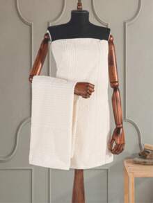 MADE IN TURKEY – Güvenal 2-Piece 100% Cotton Towel Set | 1* Hand Towel (50x90 Cm) + 1* Bath Towel (70x140 Cm) | Soft, Absorbent, Spa & Hammam Set | Bridal & Daily Use - White - View 3